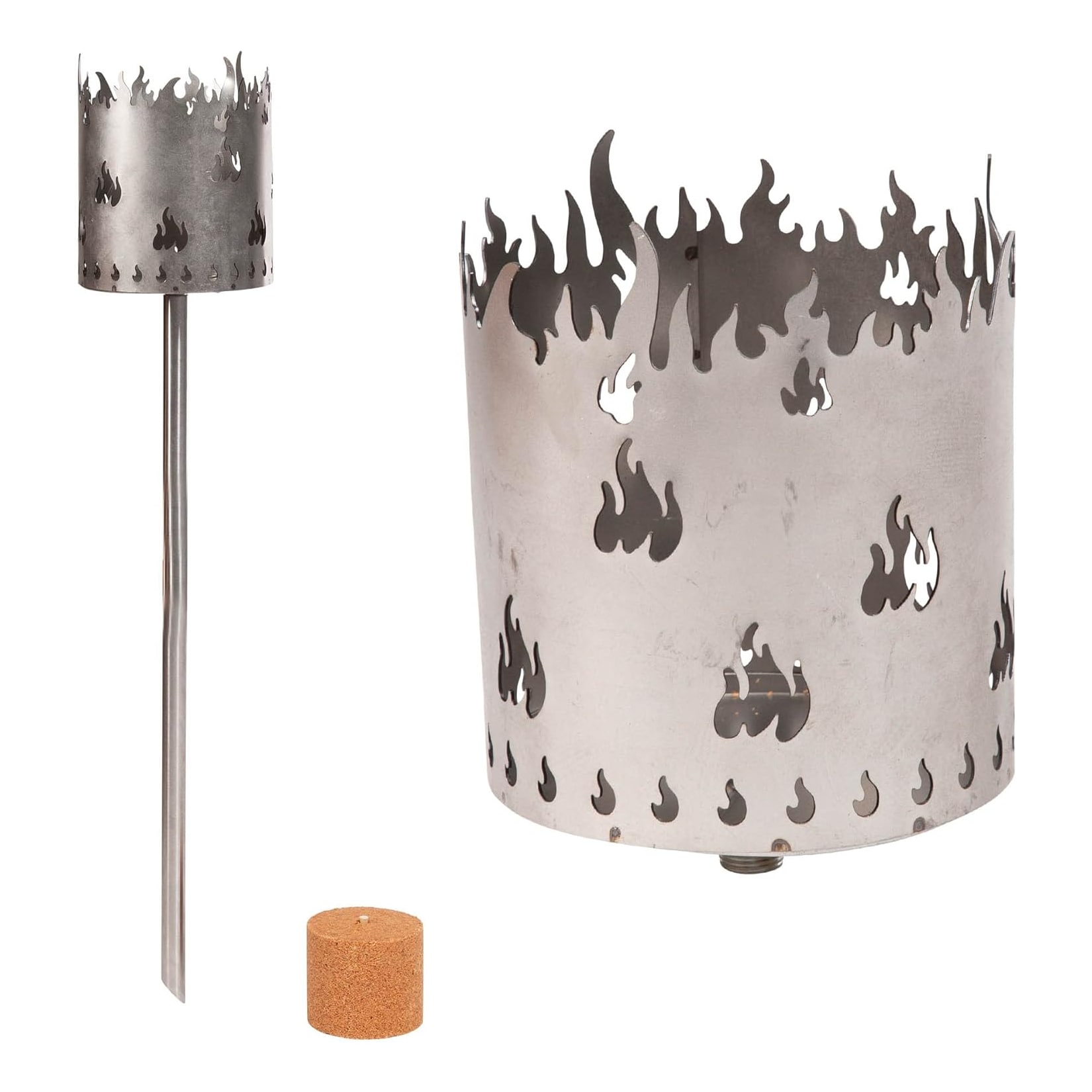 Gartenfackel für draußen Motiv Flamme 1x Brennelement - Holzspäne mit Wachs - Schwedenfackel Pelletfackel Feuersäule Flammschalen Wachsfackel Gartenleuchte