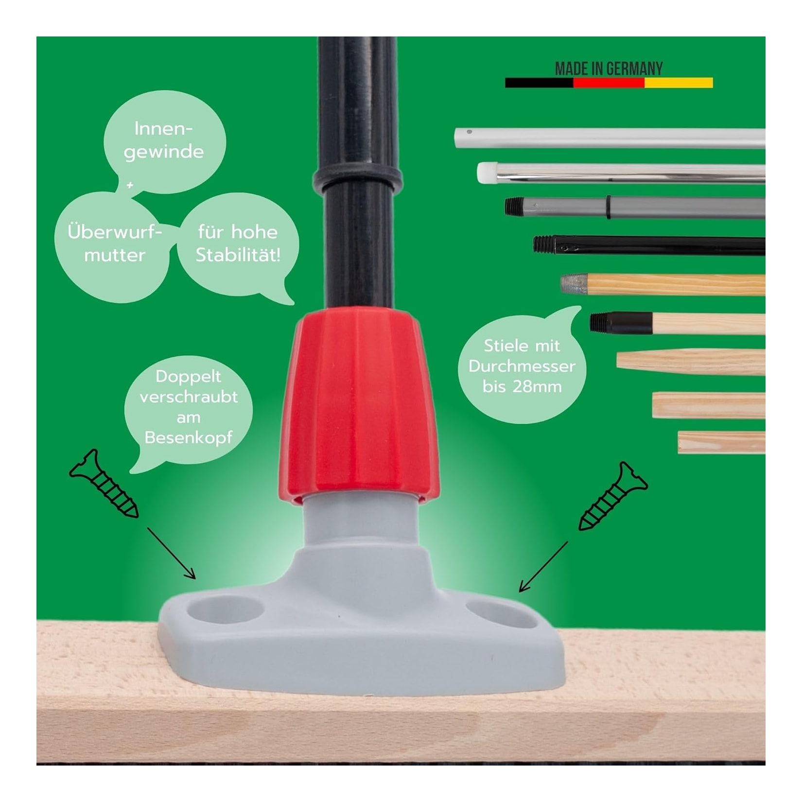 Rosshaarbesen Naturhaar Set 50 cm I Besen Handbesen und Schaufel Teleskopstiel I Rosshaar schwarz I mit Stiel ausziehbar I Kehrbesen Haushaltsbesen Werkstattbesen