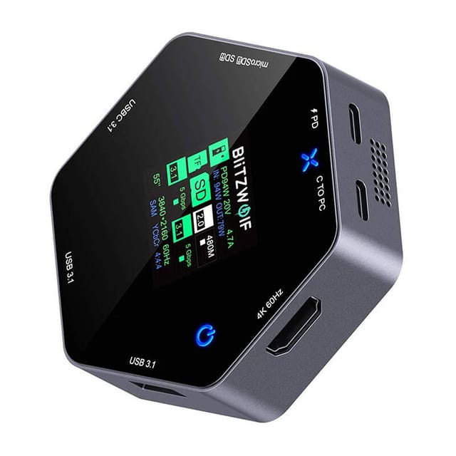 BlitzWolf 8in1 docking station BW-TH16 USB 100W LCD Smart Display USB-Hubs