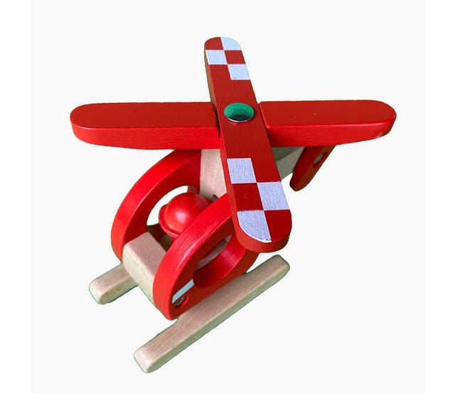 Goki Wooden Helicopter Red