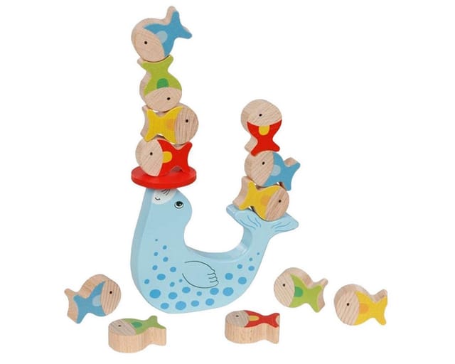 Goki Wooden Balance Game Seals 15 pcs.