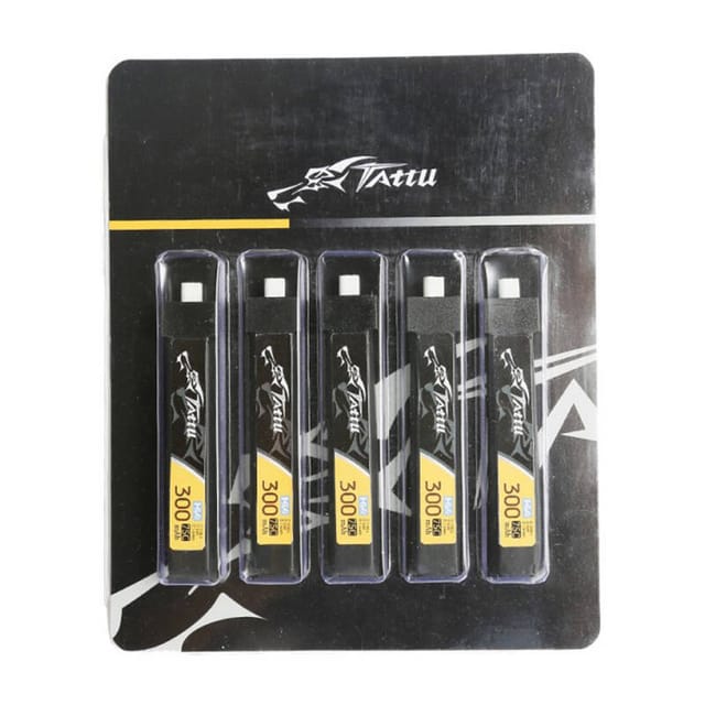Gens ace &Tattu LiPo 300mAh 3.8V 75C 1S1P HV BT2.0.5 battery (5pcs)