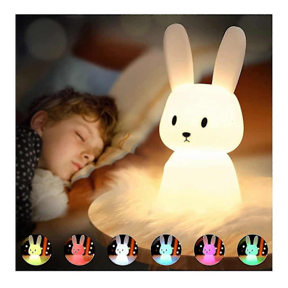 7-farbiges, Berührungsempfindliches Usb-nachtlicht In Hasenform, Dekorative Nachtlampe Für Kinder Und Weihnachten