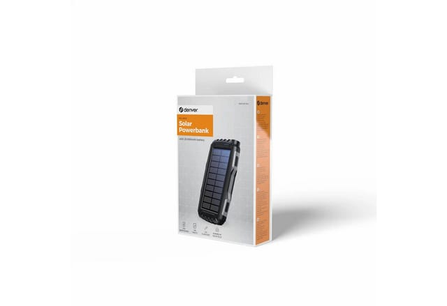 DENVER PSO-20010 MK2 - Solar Powerbank with 20.000mAh Battery and Triple USB Output Powerbank (Akku) - schwarz - 20000 Ah