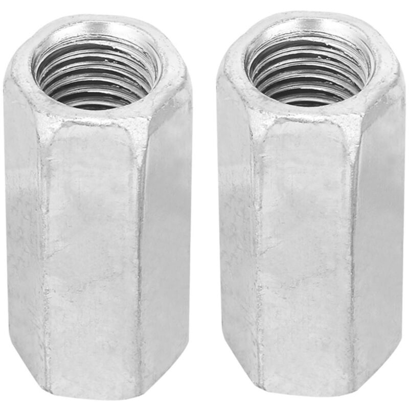 Zvd 2er-pack Lange Muttern, M16 × 50 Mm, Sechskantmuttern Aus Verzinktem Stahl, Gewindebefestigungen