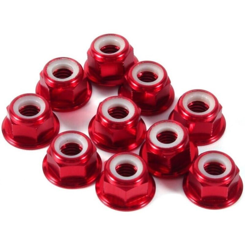 Zvd 10er-pack Selbstsichernde Sechskantmuttern Aus Aluminium, Nylon-einsatz M2, Dunkelrot