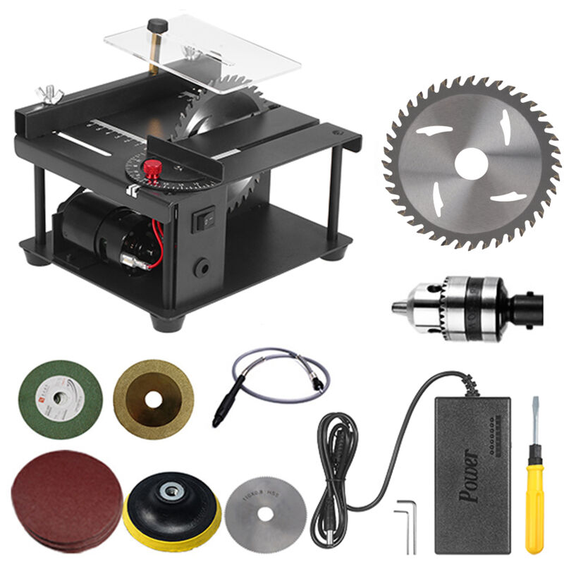 Zvd Multifunktionale Kreissäge, Mini-tischkreissäge, Elektrische Schneidemaschine Mit Sägeblatt, Schleifscheibe, Einstellbarer Geschwindigkeit Und Winkel, Für Anfänger Und Heimwerker