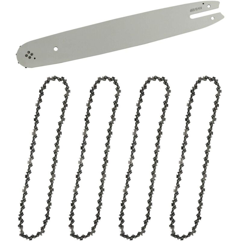Führungsschiene Und 4 Kettensägenketten, Führungsschiene 35 Cm, Kette Mit 3/8-zoll-vollmeißelzähnen, 1,3 Mm Treibgliedstärke, 50 Treibglieder, Kompatibel Mit Stihl