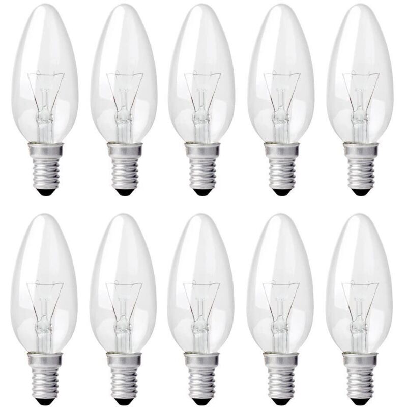 Transparente E14-glühlampe 40 W, Dimmbar, Warmweißes Licht 2700 K, 400 Lumen, Flammenlampe, Kerzenlampe Mit E14-edison-schraubsockel, Packung Mit 10
