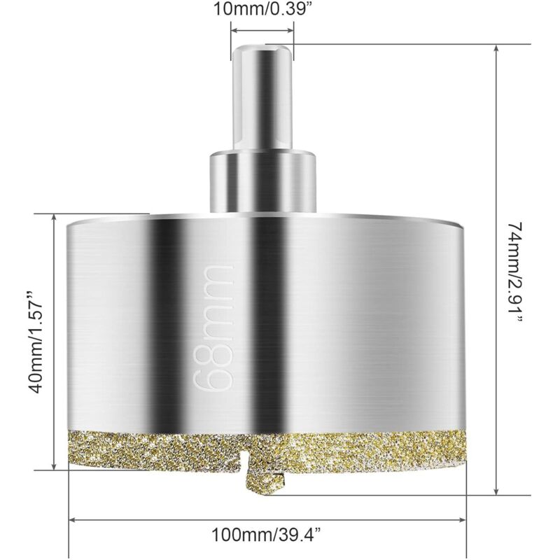 Diamant-lochsäge 68 Mm, Diamantbohrer Mit Zentrierbohrer, Diamantbeschichtete Lochsäge Zum Schneiden Von Glas, Fliesen, Keramik, Marmor Und Kalkstein