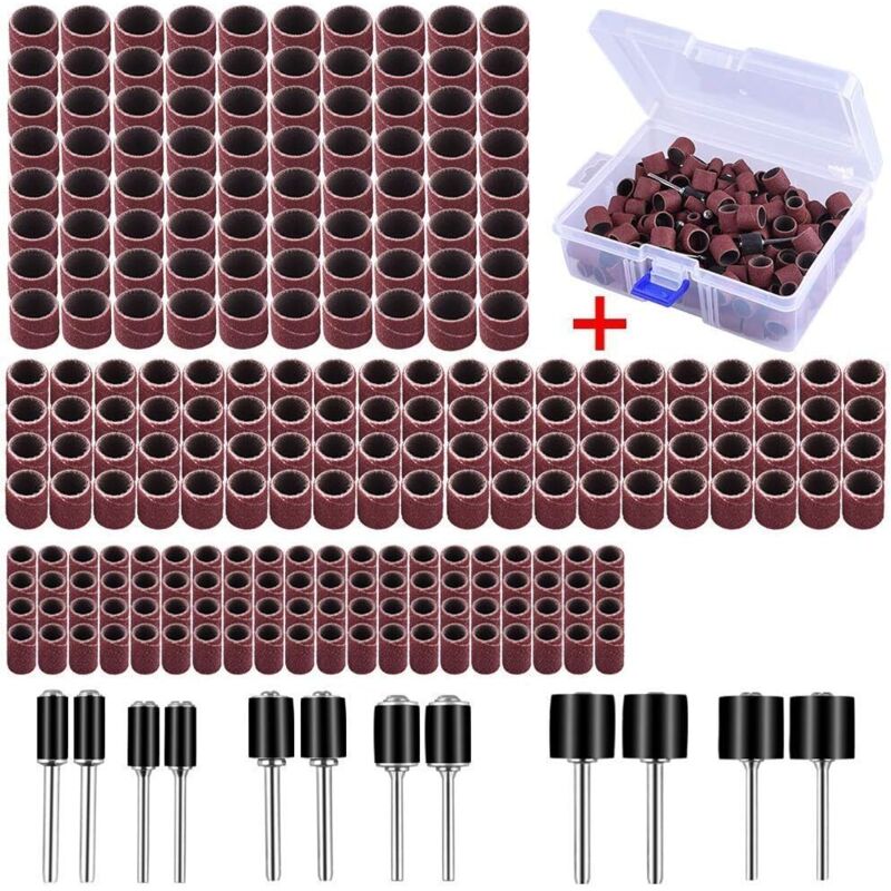 Schleiftrommel-set Mit 252 Teilen, Inklusive Kostenloser Box, Mit 240 Schleifbändern Und 12 Schleiftrommel-aufnahmen Für Dremel-rotationswerkzeuge