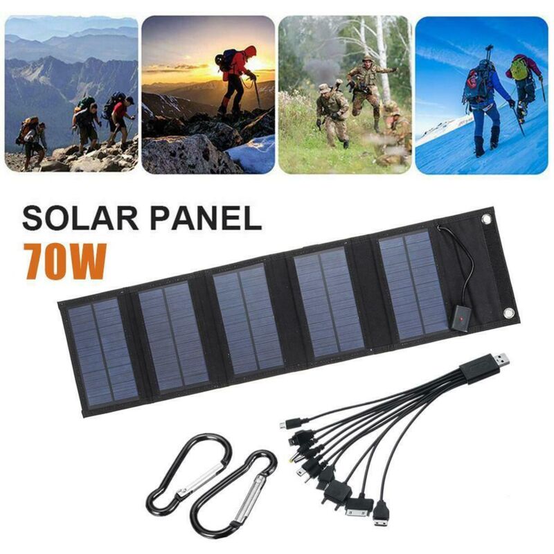Zvd Faltbares Solarpanel-ladegerät 70 W Mit 5-v-dc-ausgang (10 Anschlüsse) Und Usb-port, Tragbares Kraftwerk