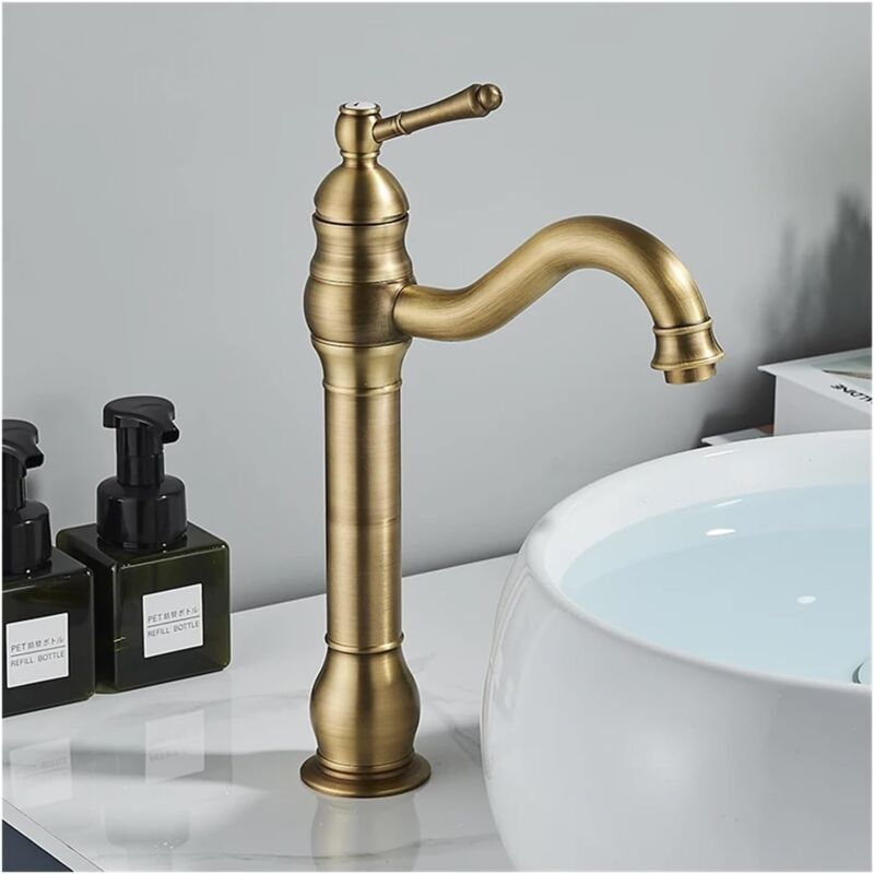 Zvd Heiß- Und Kaltwasserhähne, Spritzwassergeschützte Retro-waschbeckenarmaturen Komplett Aus Kupfer, Geeignet Für Toiletten, Badezimmer, Waschtische Mit Aufsatzbecken