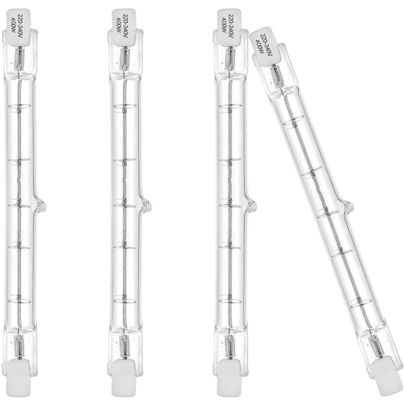 Umweltfreundliche R7s-halogenlampen 118 Mm 400 W 230 V 3100 Lm Warmweiß 2700 K, Typ J, Geeignet Für Arbeits-, Sicherheits-, Landschafts- Und Öffentliche Beleuchtung (set Mit 4) [energieeffizienzklasse