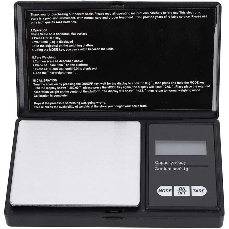 Zvd Tragbare Digitale Schmuckwaage, Mini-taschenwaage Mit Präzisem Led-display 0,1 G/0,1 G Zum Wiegen Von Gold, Silber, Diamanten, Edelsteinen Und Körnern (1000 G/0,1 G)