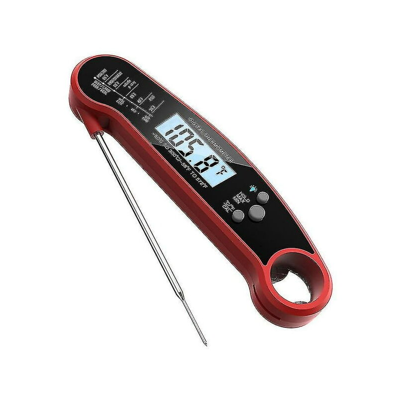 Zvd Küchenthermometer Mit Klappbarer Sonde, 3s Sofortablesung Digitales Thermometer, Lcd-hintergrundbeleuchtung & Kalibrierung, Garthermometer Für Ofen, Fleisch, Bbq & Milch