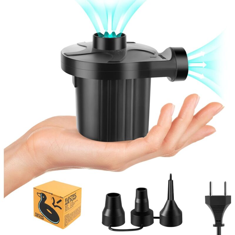 Zvd Elektrische Luftpumpe, 240v/50w Aufblas-/entlüftungsgerät, Mini-elektroluftpumpe Mit 3 Luftdüsen, Elektrisches Aufblas-/entlüftungsgerät Für Luftmatratzen, Aufblasbare Pools Und Schwimmringe