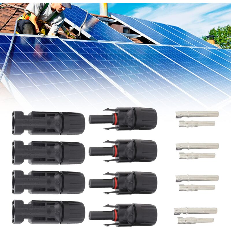 Zvd Solarstecker, Mc4-stecker, Pv-stecker, Photovoltaik-solarstecker, Kabelsteckverbinder Für Solarpaneele Männlich/weiblich, Wasserdichte Abdichtung, Für Photovoltaik-solarpaneele, 4 Paare-rapa