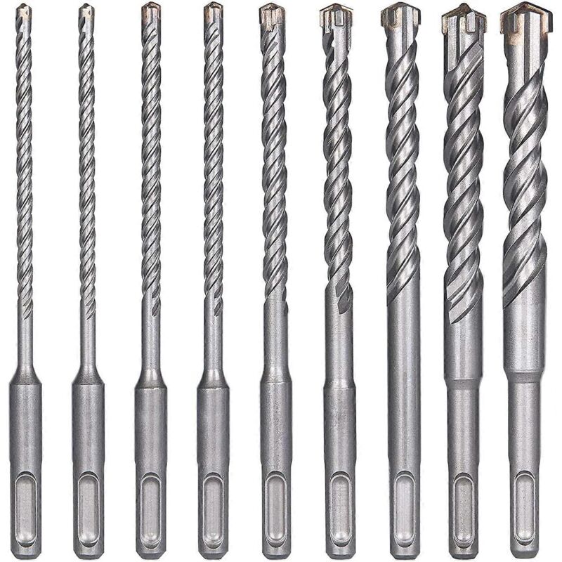 Zvd Betonbohrer, 9-teilig (5 Mm 16 X 160 Mm), Sds-plus-bohrer Für Elektrohammer Und Schlagbohrmaschine, Querbohrer Für Ziegel, Stein, Natur