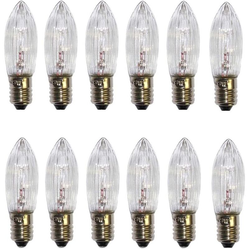Set Mit 12 Ersatzlampen E10 – Warmweißes Licht – 34 V – 3 W – Geeignet Für Kronleuchter, Lichterketten Und Spitzkerzen – 2700 K [energieeffizienzklasse G]
