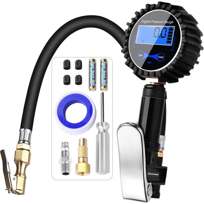 Digitales Reifendruckmessgerät 200 Psi Mit Aufpump-pistole Und Kompressor, Lcd-display, Geeignet Für Autos, Lkws, Motorräder Und Fahrräder