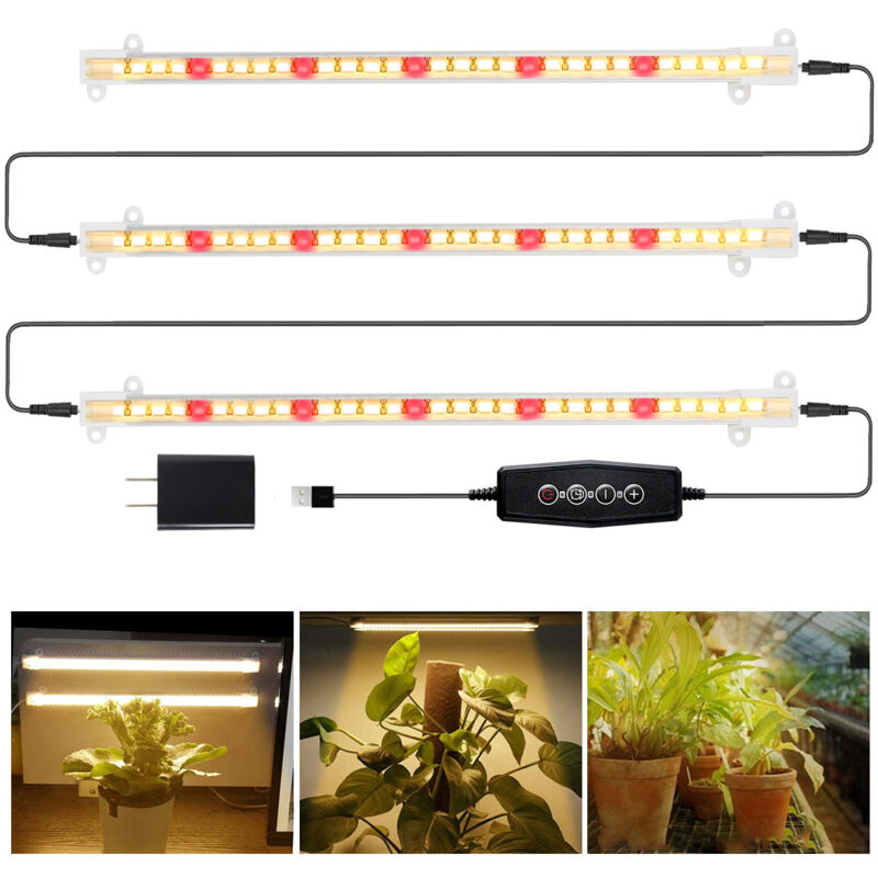 Zvd Pflanzen-wachstumslichtleisten, Vollspektrum-lampe Mit Timer 4/8/12 Stunden, 5 Einstellbare Intensitätsstufen Für Sukkulenten, Pflanzenregal, Unterschrank