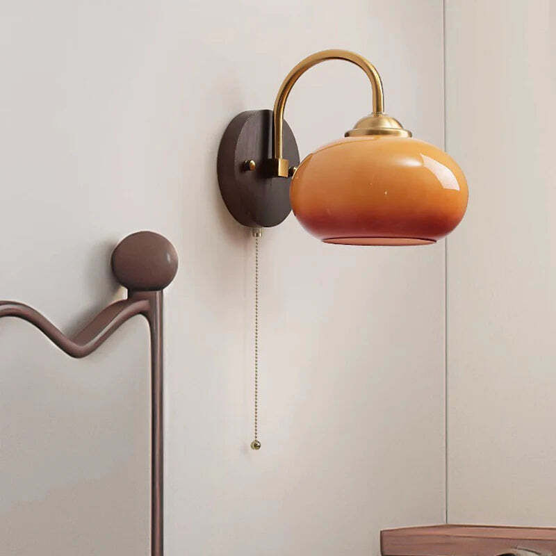 Zvd Runde Ovale Wandleuchte Aus Eschenholz Und Glas, Mid-century-stil, Moderner Stil, Cremefarben, 1 Leuchtmittel, Fürs Schlafzimmer