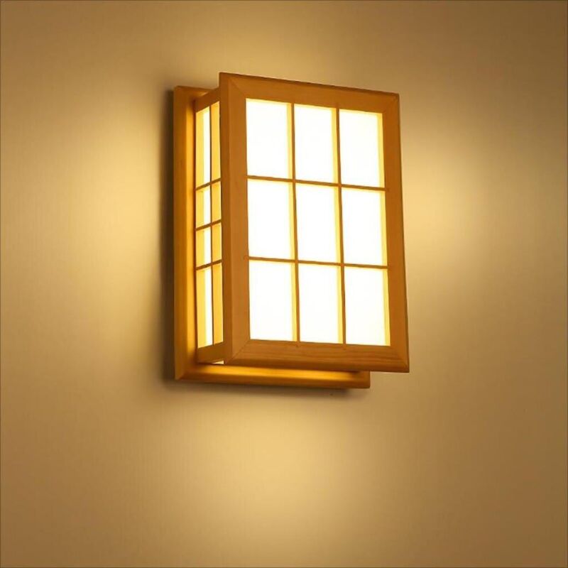Zvd Japanischer Stil Wandleuchte Aus Massivholz – Nachttischlampe Für Schlafzimmer Und Hotel – Wandbox A+