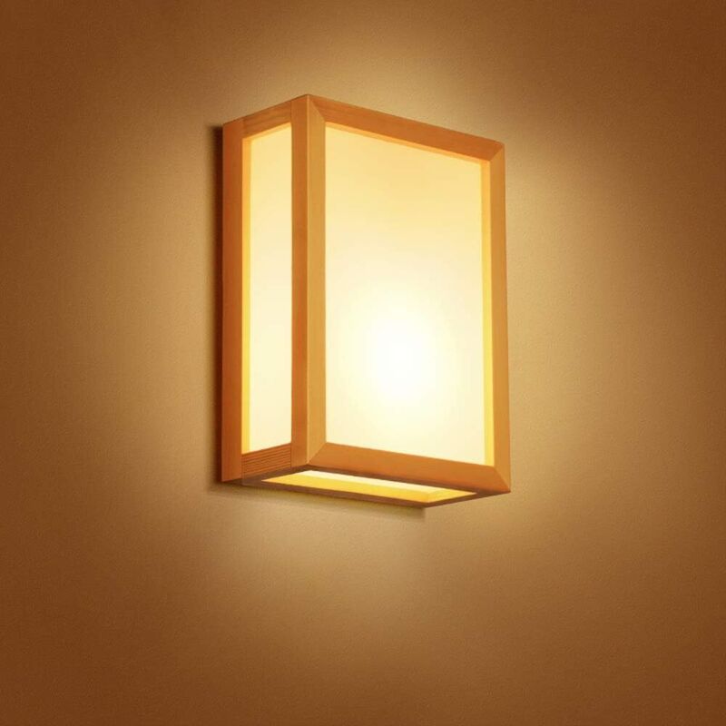 Zvd Kreative Japanische Wandleuchte Aus Massivem Holz Mit Doppeltem Kopf Für Schlafzimmer, Nachttisch, Wohnzimmer, Flur, Arbeitszimmer, Laternen-strahler, Einfach Modern, E27 Wandlampe