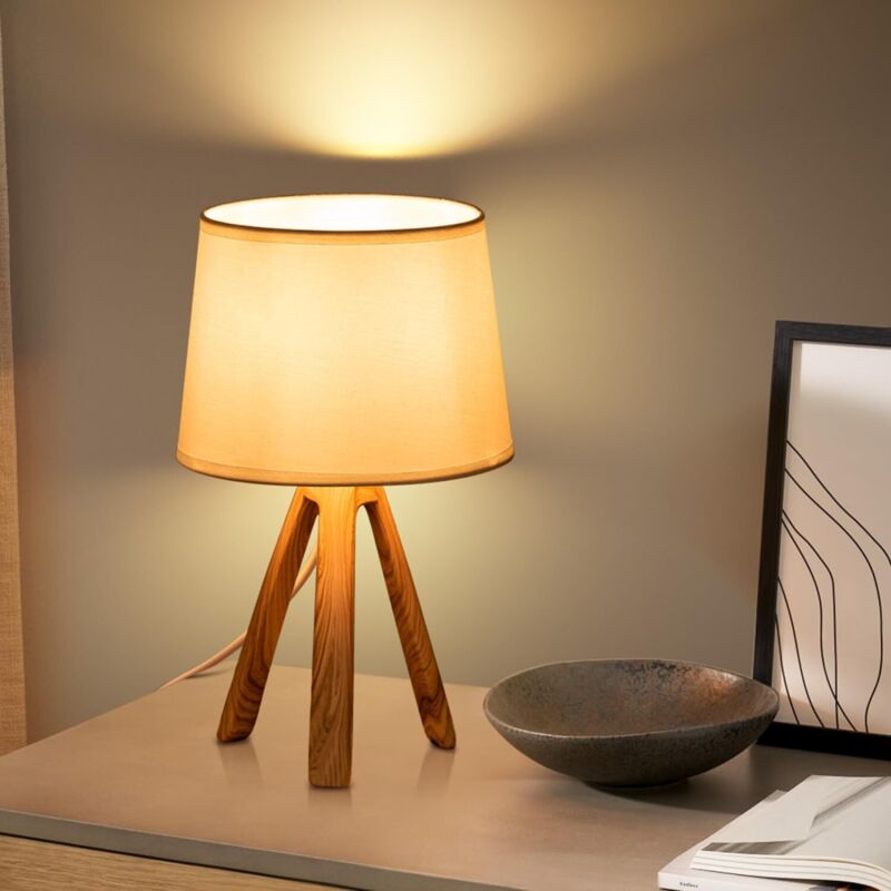 Zvd Tischlampe, Nachttischlampe, Schreibtischlampe Mit Harzfuß Und Stofflampenschirm, E14-fassung, Modern Und Vintage Für Schlafzimmer, Wohnzimmer [energieeffizienzklasse B]