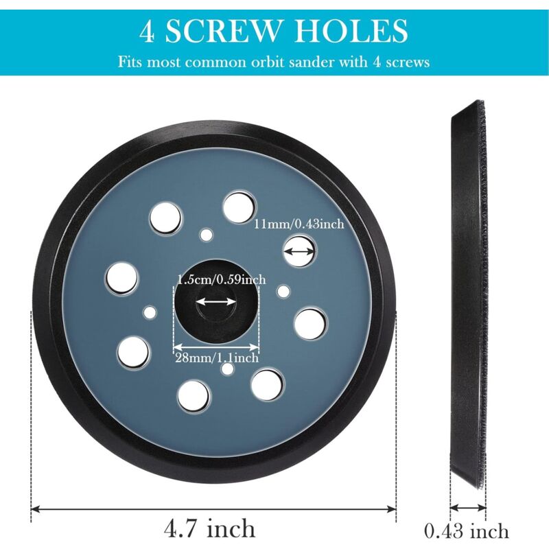 Ersatz-schleifplatten 125 Mm Mit Klettverschluss, 8 Löcher, Schleifauflage (blau)
