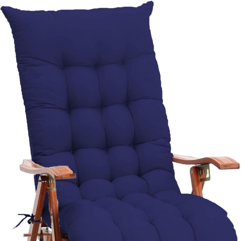 Zvd Sitzkissen Für Liegestuhl, Einfarbig, Weich Und Bequem, Mit Bindeband, Für Garten, Außenbereich, Innenbereich/sofa/tatami/schaukelstuhl (blau, 110 X 40 Cm)