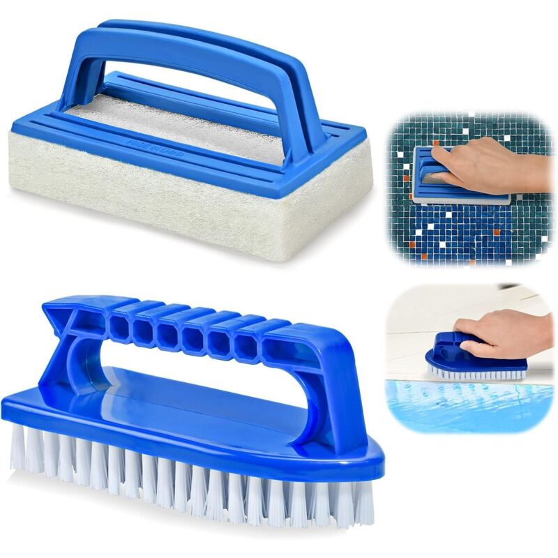 Zvd 2er-set Poolbürsten, Pool-schwämme, Reinigungspad, Schwamm, Algenbürste, Reinigungsbürste, Handschrubber, Geeignet Zum Reinigen Von Schmutz Und Moos Für Spa, Klein