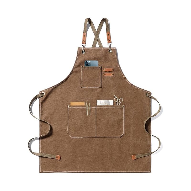 Zvd Kochschürze, Garten-schürze Aus Baumwoll-canvas Mit Großen Taschen Für Damen Und Herren, Küchenschürze, Robuste Verstellbare Gartenschürze-café