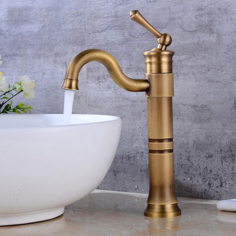 Zvd Vintage-waschtischarmatur, 360° Schwenkbare Badezimmer-waschtischarmatur, Antike Einloch-waschtischarmatur Aus Messing, Badezimmer-spülenarmatur