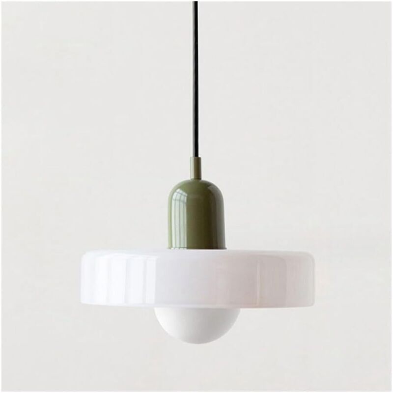 Zvd Bunte Deckenlampe Mid-century-hängeleuchte Mit Glasschirm, Vintage-pendelleuchte, Hängelampen Aus Eisen Und Glas Für Schlafzimmer, Wohnzimmer, Küche – K