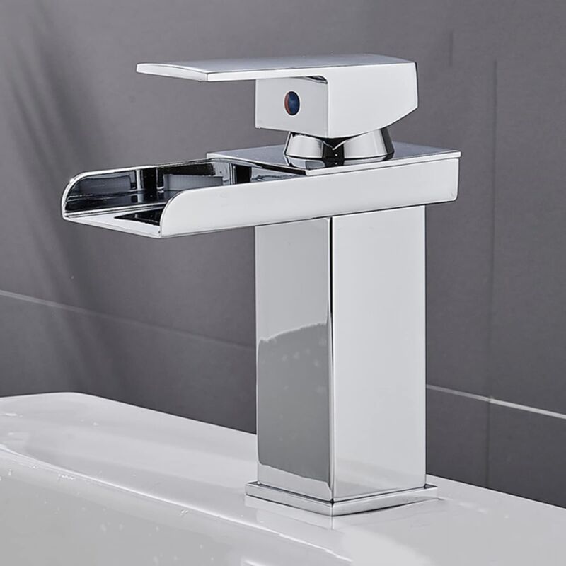 Zvd Verchromter Kaskaden-badewasserhahn, Waschbeckenarmatur Aus Edelstahl, Einhebel-kaskaden-waschbeckenarmatur, Kurz