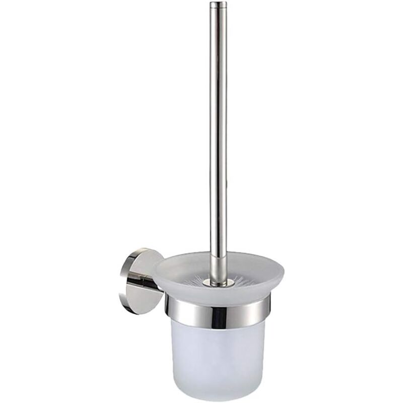 Zvd Wc-bürste Mit Halter, Mit Edelstahlgriff Und Becher Aus Gehärtetem Glas, Selbstklebende Wandmontage