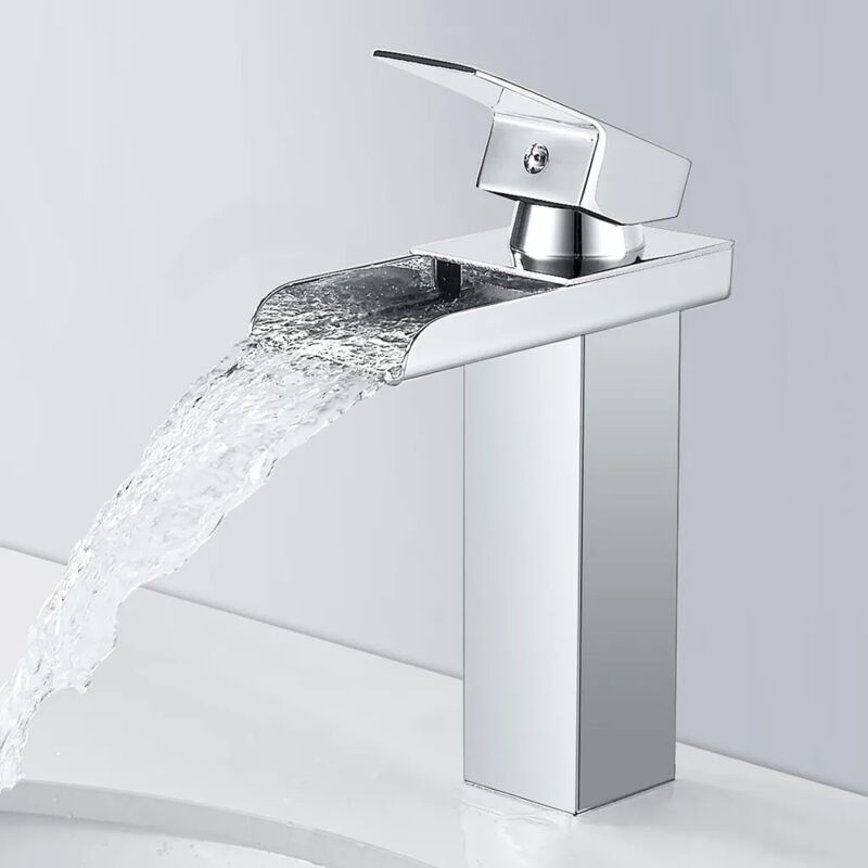 Zvd Waschbeckenarmatur Mit Kaskadenauslauf, Einhebel-waschbeckenarmatur Mit Konkavem Kaskaden-design Aus Edelstahl