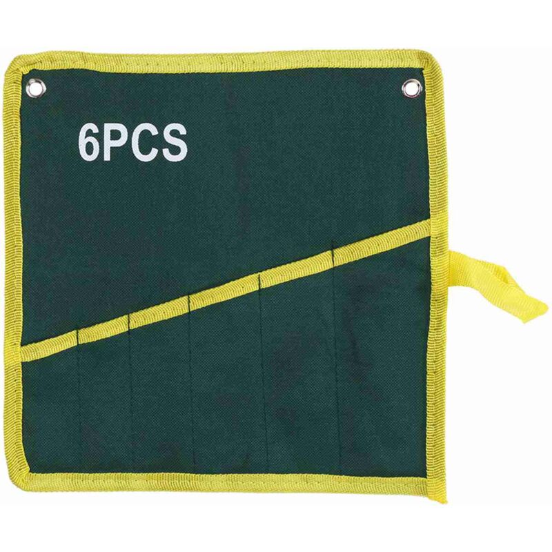 Zvd 1 Aufbewahrungs-rolltasche Aus Strapazierfähigem Segeltuch Für Rollgabelschlüssel, Grün, 6 Taschen