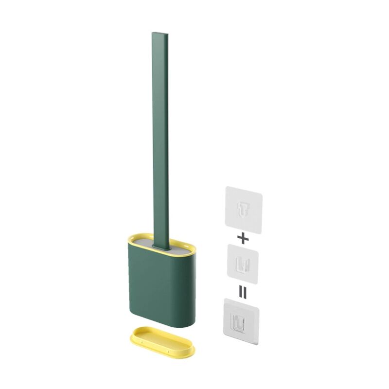 Zvd Wc-bürste, Silikon-toilettenbürste Für Gründliche Reinigung Mit Rutschfestem Kunststoffgriff, Wand-toilettenbürste Fürs Badezimmer - Grün