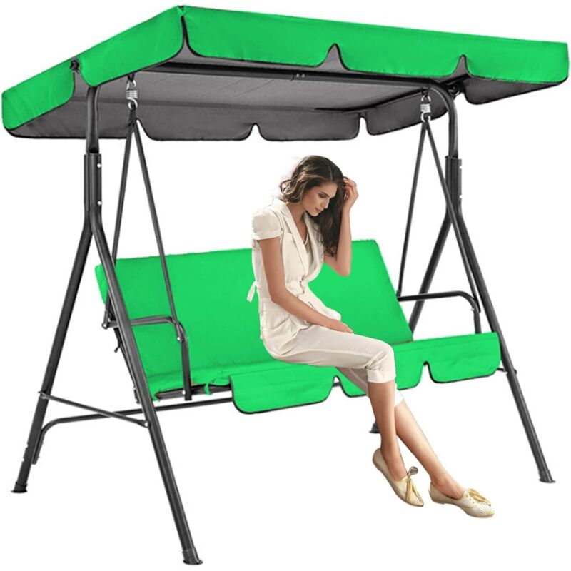 Zvd Ersatzdach Für Gartenhängeschaukel, Terrassen-schaukelschutzhüllen-set, Wasserdicht, Dach 195x125x15 Cm + Sitz 150x50x10 Cm, Grün
