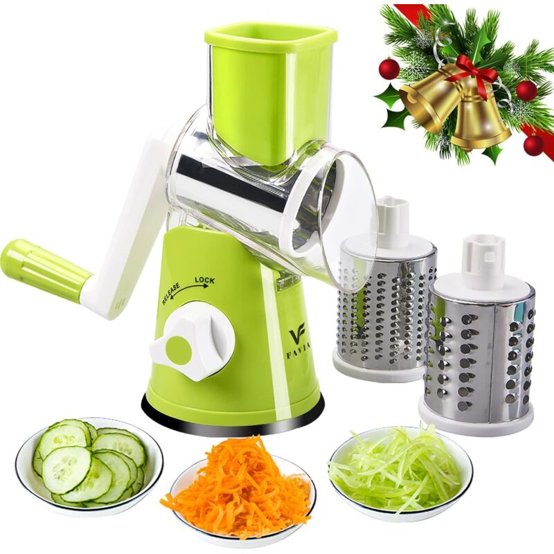 Zvd Rotierende Käse-reibe Mit Griff, Für Die Küche, 3 Austauschbare Klingen Für Käse, Kartoffeln, Zucchini, Nüsse, Schokolade, Grün