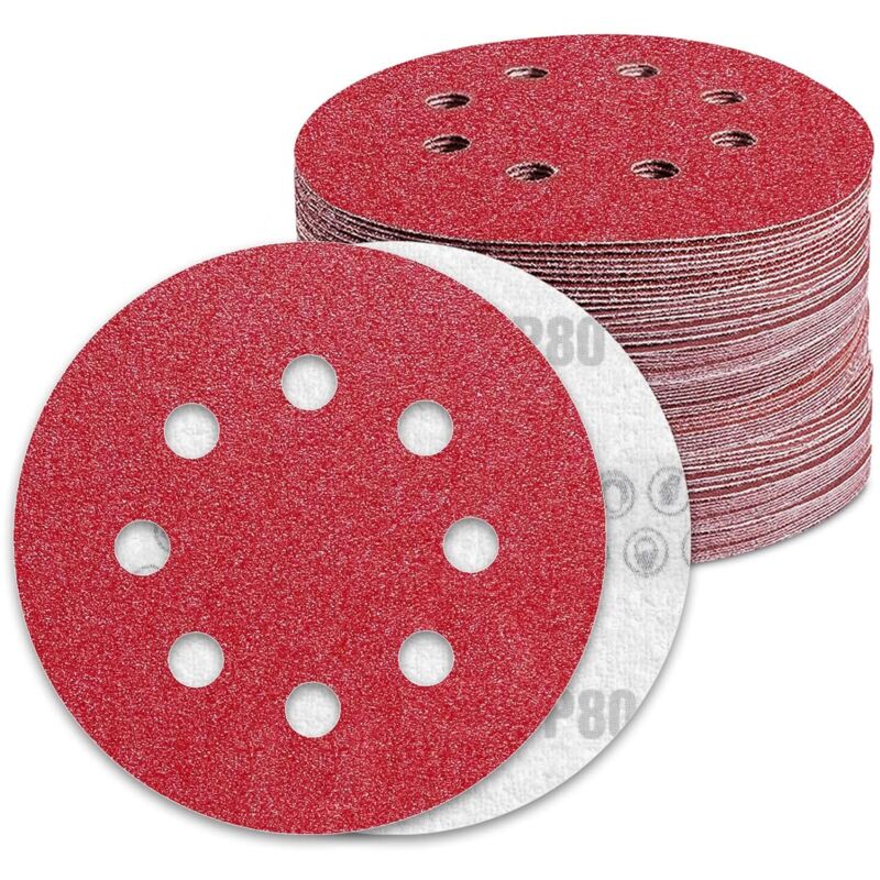 Schleifpapier-scheiben 125 Mm, Körnung 80, 90 Scheiben Pro Packung, 8 Löcher, Geeignet Für Schwingschleifer Mit Zufallsbewegung