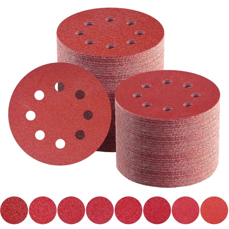 Zvd Schleifscheiben 125 Mm, Gemischte Körnung 40/60/80/100/120/150/180/240, Schleifpapier, 80 Stück, 8 Löcher, Schleifscheibe Für Exzenterschleifer
