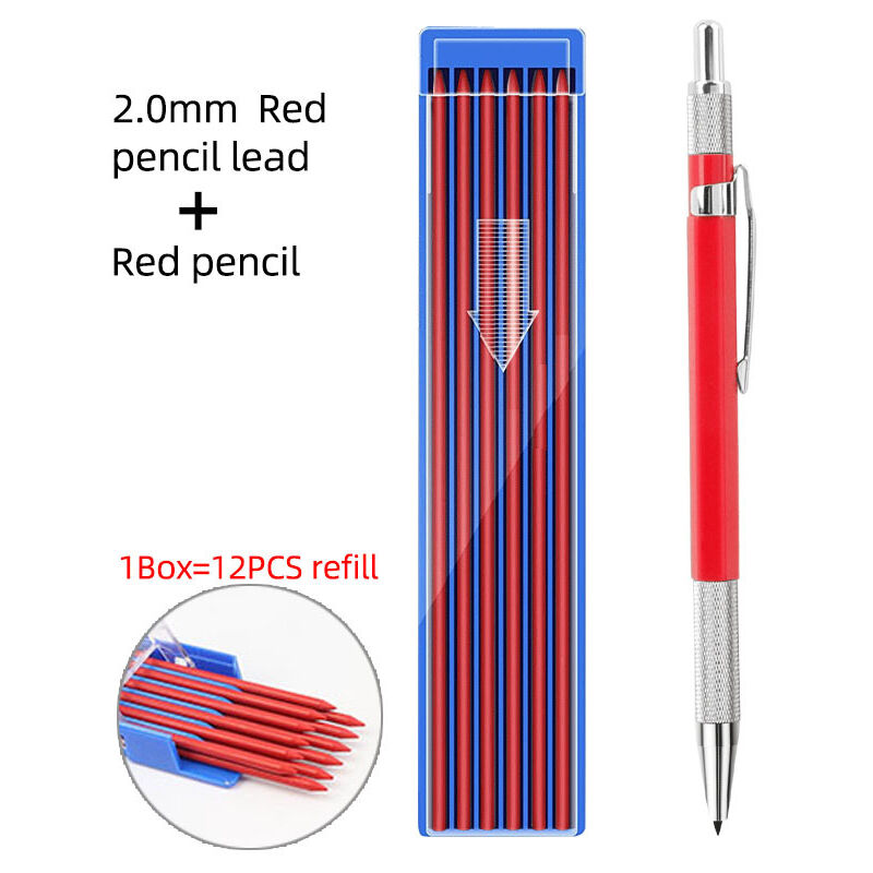 Zvd Schweißstift Mit 12 Ersatzminen Mit Rotem Band, Metallmarkierungen Für Mechanische Schweißstifte, Hergestellt, Rot