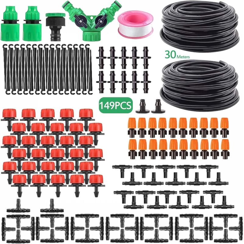 Zvd Automatisches Tropfbewässerungs-set 149-teilig, 30 M/100 Fuß, Automatisches Bewässerungssystem Für Gewächshaus Und Garten
