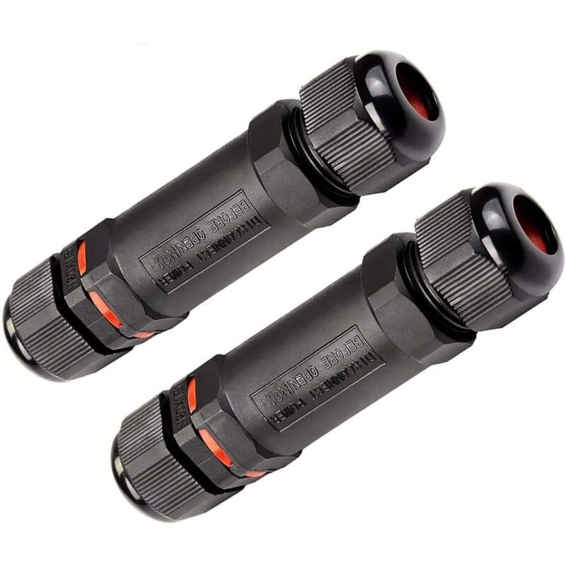 Wasserdichte Verbindungsdosen, Set Mit 2, Elektrisches Gehäuse Ip68 – Durchmesser Der Verbindungsdose 1 Mm-13 Mm – Einfache Installation (schwarz, Pvc)