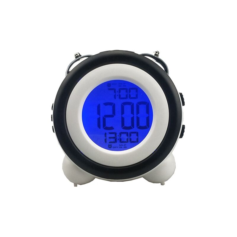 Zvd Intelligenter Wecker, Metall-nachttischlampe Mit Doppelglocke, Nachtlicht Mit Intelligentem Sensor, Elektronischer Wecker, Lichtuhr Für Kinder (schwarz)