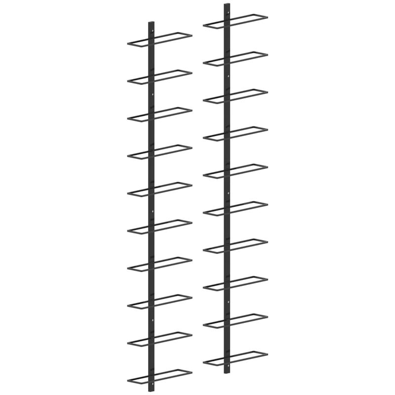 Zvd Skm Wandflaschenregal Für 20 Flaschen, 2 Stück, Schwarz, Metall